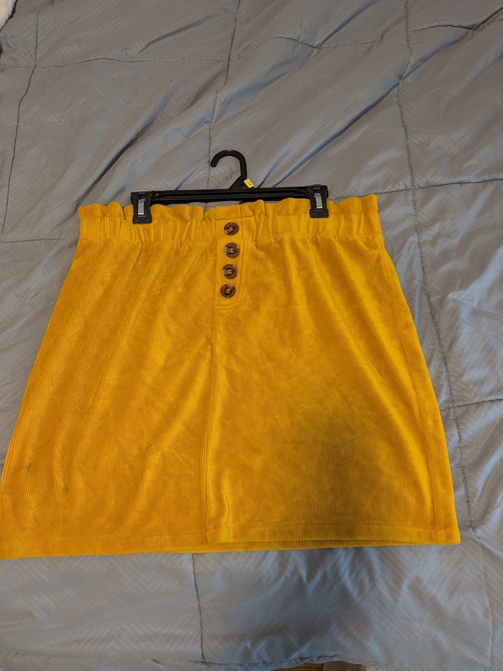 Corduroy Mustard Yellow Faux Button-Front Women's Skirt